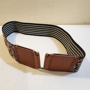 Women's Floral Patterned Elastic Reversible Belt W28